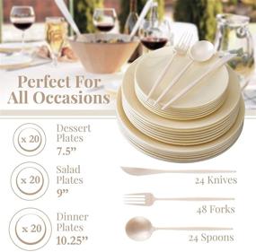 img 2 attached to 🍽️ Elevate Your Dining Experience with Opulent Silver Spoons Party Disposable Dinnerware Set – 20 Servings of Cream Delight!