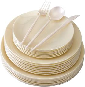 img 4 attached to 🍽️ Elevate Your Dining Experience with Opulent Silver Spoons Party Disposable Dinnerware Set – 20 Servings of Cream Delight!