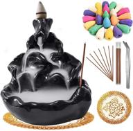 🏮 extrapins ceramic backflow incense burner set with 100 cones, 30 sticks, 1 lotus cushion, 1 tweezers - ideal for home decor, yoga, and aromatherapy logo