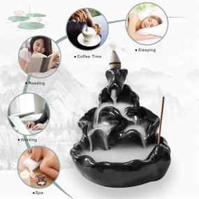 img 2 attached to 🏮 Extrapins Ceramic Backflow Incense Burner Set with 100 Cones, 30 Sticks, 1 Lotus Cushion, 1 Tweezers - Ideal for Home Decor, Yoga, and Aromatherapy