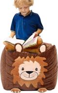 velvet lion storage bean bag chair cover for kids - soft stuffed animal hammock holder replacing mesh hammock - ideal for toy, blanket, towel, and clothes storage (brown) логотип