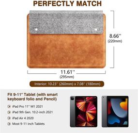 img 3 attached to 📱 MoKo 11 Inch Felt Leather Tablet Sleeve Bag Carrying Case for iPad Pro 11 2021/2020/2018, iPad 9th 8th 7th Gen 10.2, iPad Air 4 10.9, Air 3 10.5, iPad 9.7, Galaxy Tab A 10.1 with Smart Keyboard Compatibility