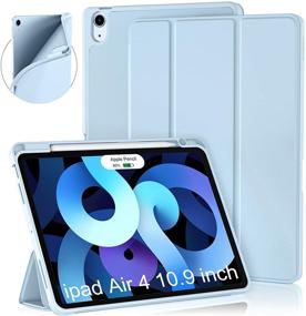 img 4 attached to 📱 Cousper Case for iPad Air 4th Generation - Slim Stand Cover with Pencil Holder & Wireless Charging Support - Baby Blue