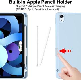 img 2 attached to 📱 Cousper Case for iPad Air 4th Generation - Slim Stand Cover with Pencil Holder & Wireless Charging Support - Baby Blue