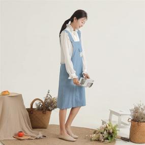 img 1 attached to 🍽️ Japanese Style X Shape Denim Smock Natural Cotton APRON for Chefs - Halter Cross Bandage Bib Design for Kitchen and Garden Wear