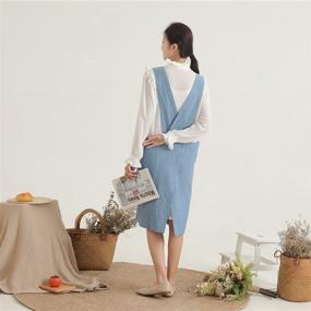 img 2 attached to 🍽️ Japanese Style X Shape Denim Smock Natural Cotton APRON for Chefs - Halter Cross Bandage Bib Design for Kitchen and Garden Wear