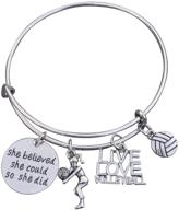 empowering volleyball charm bangle bracelet for female players: she believed she could so she did - inspirational jewelry and gifts logo