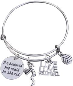 img 4 attached to Empowering Volleyball Charm Bangle Bracelet for Female Players: She Believed She Could So She Did - Inspirational Jewelry and Gifts