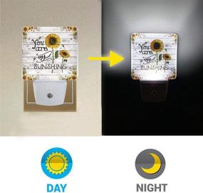 img 1 attached to 🌻 Sunflower Night Light Plug in LED Lamp with Automatic Sensor - Bright Square Decor Night-Lights for Kids, Children, Girls, Adults - Ideal for Bathroom, Bedroom, Hallway - You are My Sunshine