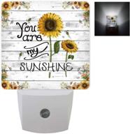 🌻 sunflower night light plug in led lamp with automatic sensor - bright square decor night-lights for kids, children, girls, adults - ideal for bathroom, bedroom, hallway - you are my sunshine логотип