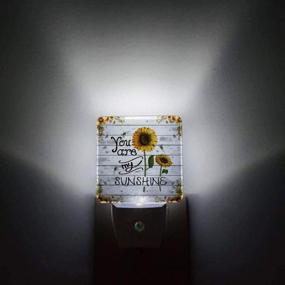 img 3 attached to 🌻 Sunflower Night Light Plug in LED Lamp with Automatic Sensor - Bright Square Decor Night-Lights for Kids, Children, Girls, Adults - Ideal for Bathroom, Bedroom, Hallway - You are My Sunshine