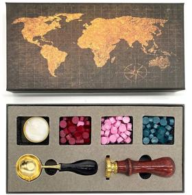 img 4 attached to 📦 Wood Sealing Wax Kit - Wax Beads for Stamp Seals on Envelopes, Invitations, and Wine Packages - Wax Stamps for Letter Sealing - Custom Wax Seal Kit with Stamp - Open HERE Stamp