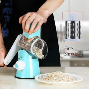 img 3 attached to 🧀 Cambom Manual Rotary Cheese Grater - Round Mandoline Slicer with Powerful Suction Base, Vegetable Slicer Nut Grinder Cheese Shredder with Cleaning Brush