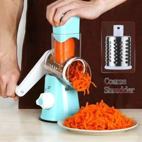 img 2 attached to 🧀 Cambom Manual Rotary Cheese Grater - Round Mandoline Slicer with Powerful Suction Base, Vegetable Slicer Nut Grinder Cheese Shredder with Cleaning Brush