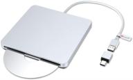 ультратонкий внешний dvd-привод usb c type-c для mac и ноутбука - универсальный cd rw dvd rw superdrive и устройство для копирования дисков логотип