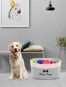 img 1 attached to Xbopetda Dog Toy Basket - Cotton Rope Storage Bin with Pet Toy Organizer Box - Ideal for Pet Clothes, Blankets, Treats - Gray/White