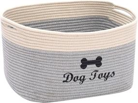 img 4 attached to Xbopetda Dog Toy Basket - Cotton Rope Storage Bin with Pet Toy Organizer Box - Ideal for Pet Clothes, Blankets, Treats - Gray/White