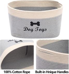 img 3 attached to Xbopetda Dog Toy Basket - Cotton Rope Storage Bin with Pet Toy Organizer Box - Ideal for Pet Clothes, Blankets, Treats - Gray/White