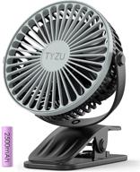tyzu 5 inch clip on fan: battery operated 2500mah, 3 speeds, 360° rotation - compact stroller, desk, and office fan logo