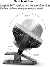 img 2 attached to TYZU 5 Inch Clip on Fan: Battery Operated 2500mAh, 3 Speeds, 360° Rotation - Compact Stroller, Desk, and Office Fan