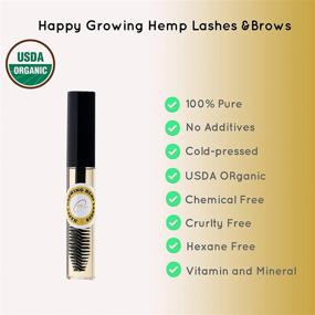 img 1 attached to 🌿 USDA Organic Happy Growing Hemp Lashes: Cold Pressed Natural Lash Growth Serum for Eyelashes & Eyebrows - Easy Apply, Boost with Hemp Seed Oil Eyebrow Growth Serum & Conditioner