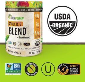 img 1 attached to Iron Vegan Athlete's Blend French Vanilla Plant Based Protein Powder: Low Carb Keto Friendly, 🏋️ Vegan, Non Dairy, Gluten-Free, Non-GMO - 22g of Organic & Plant Based Protein - 22 Servings