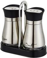 stainless steel salt and pepper shakers with glass bottle for table, rv, camp, bbq - set of 2 logo