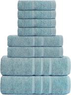 🛀 premium 8-piece towel set: 100% american combed cotton, extra absorbent, super soft - includes 2 extra large bath towels, 2 hand towels, and 4 washcloths (teal) logo