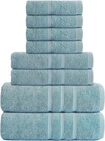 img 4 attached to 🛀 Premium 8-Piece Towel Set: 100% American Combed Cotton, Extra Absorbent, Super Soft - Includes 2 Extra Large Bath Towels, 2 Hand Towels, and 4 Washcloths (Teal)