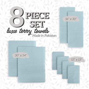 img 3 attached to 🛀 Premium 8-Piece Towel Set: 100% American Combed Cotton, Extra Absorbent, Super Soft - Includes 2 Extra Large Bath Towels, 2 Hand Towels, and 4 Washcloths (Teal)