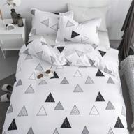 geometric black white twin duvet cover set, 3-piece bedding set with 1 comforter cover (no insert) and 2 pillowcases, breathable bed set for girls, kids, and teens logo