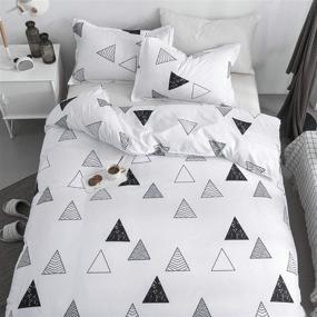 img 3 attached to Geometric Black White Twin Duvet Cover Set, 3-Piece Bedding Set with 1 Comforter Cover (No Insert) and 2 Pillowcases, Breathable Bed Set for Girls, Kids, and Teens