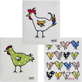 img 4 attached to 🐔 Wet-It! Swedish Dishcloth Set - Chickens Set 3: Enhance Your Kitchen with Superior Quality