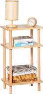 🪑 exilot solid wood 3-tier side table with storage shelves | tall nightstand bedside table for living room bedroom office | no-tool assembly logo