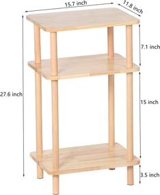 img 3 attached to 🪑 EXILOT Solid Wood 3-Tier Side Table with Storage Shelves | Tall Nightstand Bedside Table for Living Room Bedroom Office | No-Tool Assembly