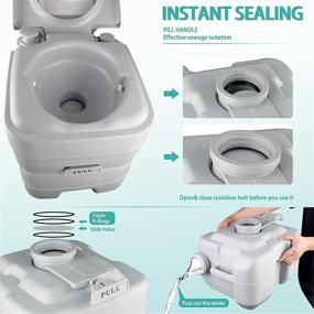 img 1 attached to 🚽 GOLDPAR RV Portable Toilet Indoor Outdoor Porta Potty, 5.3 Gallon Double-Outlet Toilet with Anti-Leak Seal Ring and Cleaning Brush, Ideal for Outdoor Activities, Fishing, Camping - Piston Pump Included