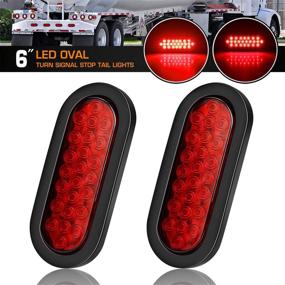 img 3 attached to 🚛 6 Inch Oval Trailer Lights - Ultra Bright Red 24LED Brake Turn Stop Marker Reverse Tail Lights for Boat Trailer Truck RV - Waterproof with Rubber Gaskets - DOT Certified - IP67 - Pack of 2