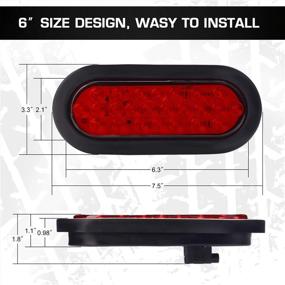img 2 attached to 🚛 6 Inch Oval Trailer Lights - Ultra Bright Red 24LED Brake Turn Stop Marker Reverse Tail Lights for Boat Trailer Truck RV - Waterproof with Rubber Gaskets - DOT Certified - IP67 - Pack of 2