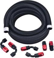 🔥 evil energy 10ft black&amp;red 6an 3/8&#34; fuel line hose fitting kit - braided nylon stainless steel - oil gas cpe - high-quality performance logo