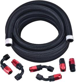 img 4 attached to 🔥 EVIL ENERGY 10FT Black&amp;Red 6AN 3/8&#34; Fuel Line Hose Fitting Kit - Braided Nylon Stainless Steel - Oil Gas CPE - High-Quality Performance
