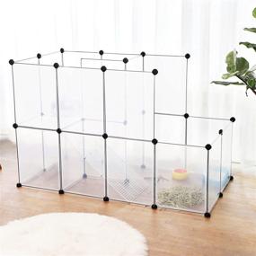 img 2 attached to 🐹 SONGMICS Guinea Pig Playpen with Ramp, Indoor Rabbit Run Hutch Cage, Large Exercise Enclosure with Stairs, DIY Plastic Modular Fence for Hamster, Pet, Small Animals, Transparent ULPC03W