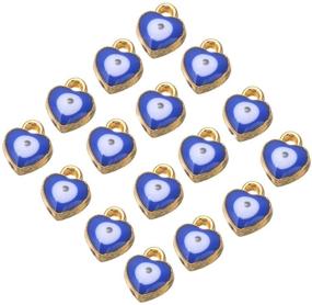 img 4 attached to 💯 100 Pieces of Mengyatege 8x7mm Mini Alloy Enamel Heart Shape Evil Eye Beads Charms Pendants for DIY Bracelets, Necklaces, and Jewelry Accessories