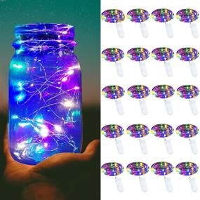 img 4 attached to 🔮 ASOONYUM 20-Pack Multicolor Battery Operated Fairy Lights for Aesthetic Bedroom: Indoor Firefly LED String Lights for Dorm, Indie Room, DIY Decor, Wine Bottles - Waterproof Copper Wire 7 Feet 20 LEDs