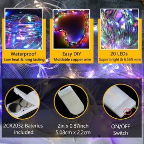 img 3 attached to 🔮 ASOONYUM 20-Pack Multicolor Battery Operated Fairy Lights for Aesthetic Bedroom: Indoor Firefly LED String Lights for Dorm, Indie Room, DIY Decor, Wine Bottles - Waterproof Copper Wire 7 Feet 20 LEDs