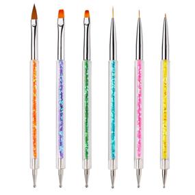 img 4 attached to 💅 iminoo 6PCS Nail Art Brushes: Dual Tip Nail Liner & Dotting Pen for Stunning DIY Nail Art Designs (Style A)