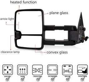 img 3 attached to 🔥 Усилите ваш опыт буксировки с наружными зеркалами Perfit Zone Power Heat для Silverado Sierra Pickup 1999-2002 - включает задний фонарь и дымовой сигнал