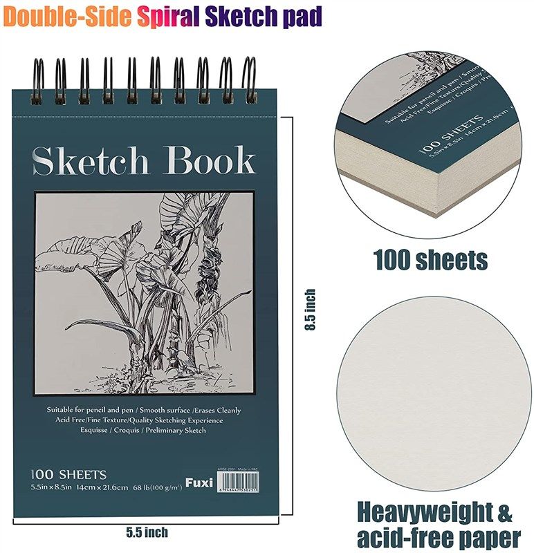 1 Pc Sketchbook For Drawing, Sketch Book 5.5x8.5 Inches, 100