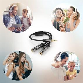 img 3 attached to 🎧 KabelDirekt 3.5mm Y Adapter & AUX Splitter - Connect Two Headphones to Smartphone/Tablet, Stereo Jack, Black, 4in