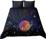 🌌 xiheshian purple starry outer space bedding set - full size galaxy universe covers for kids, teen boys & girls - ideal birthday gifts, bedroom decor - includes 1pc duvet cover with 2pc pillow sham (no comforter) logo