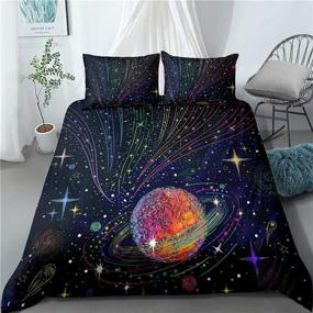 img 3 attached to 🌌 Xiheshian Purple Starry Outer Space Bedding Set - Full Size Galaxy Universe Covers for Kids, Teen Boys & Girls - Ideal Birthday Gifts, Bedroom Decor - Includes 1PC Duvet Cover with 2PC Pillow Sham (No Comforter)